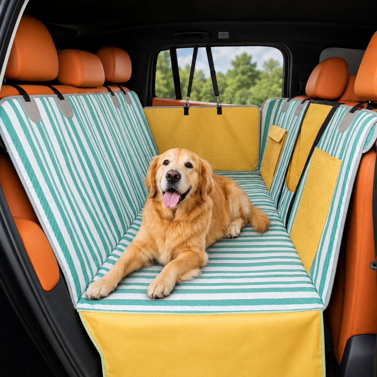 Waterproof Dog Car Seat Cover with Hammock & Door Protection