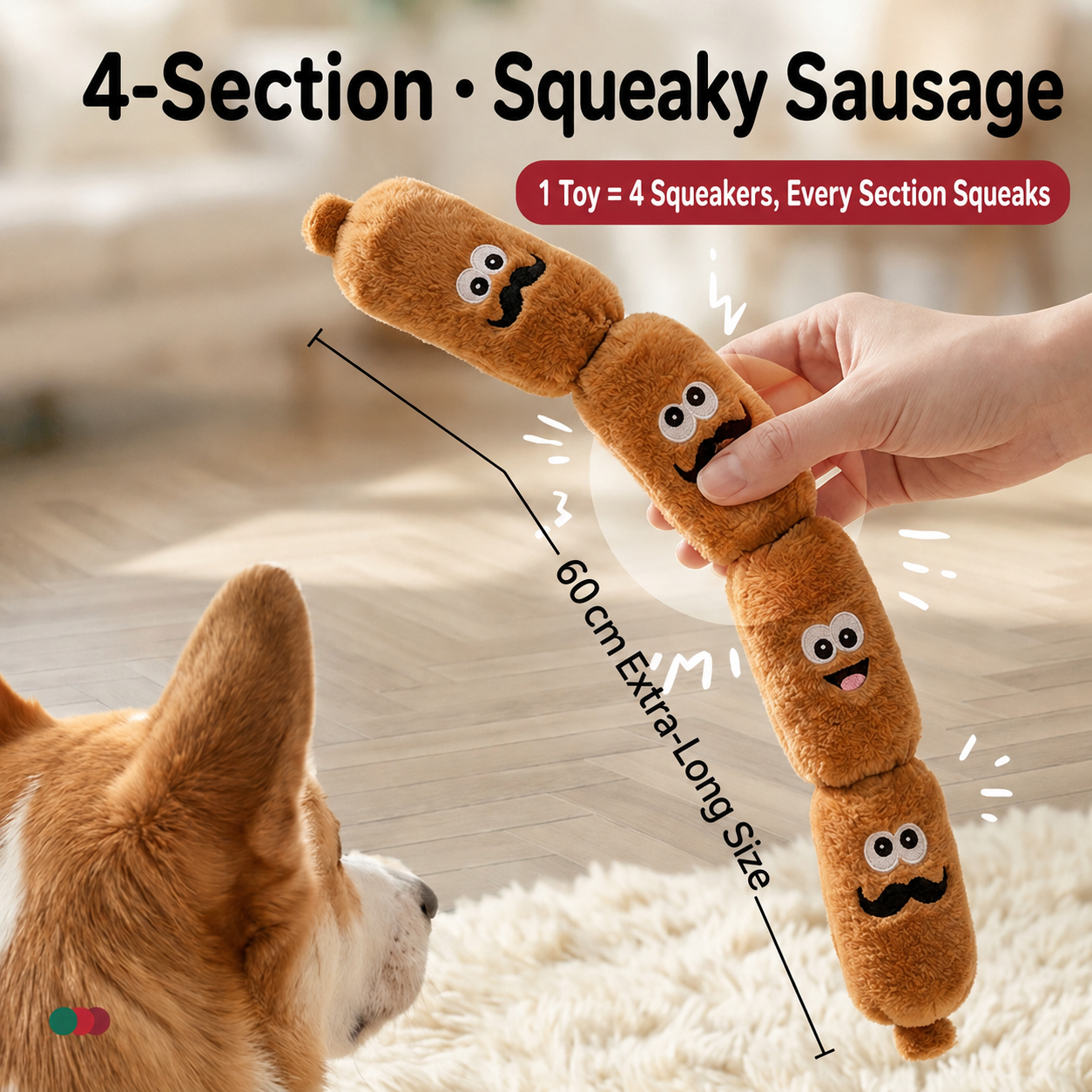HipiDogs Plush Squeaky Dog Toy | Soft Interactive Chew Toy for Small & Medium Dogs
