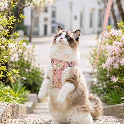 HipiDogs Floral Cat Harness Vest | Soft Adjustable Escape-Resistant Walking Harness