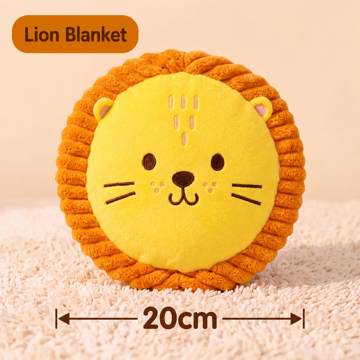 Cute Plush Dog Toy – Pizza & Lion Round Squeaky-Style Play Toy