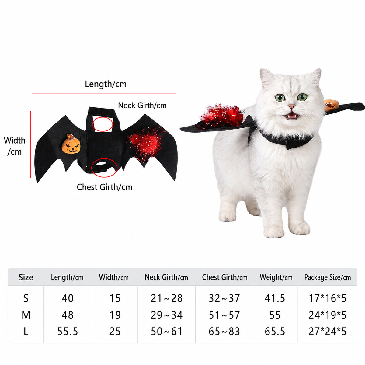 Halloween Bat Wings Pet Costume – Black Pumpkin & Ghost Wings for Dogs and Cats