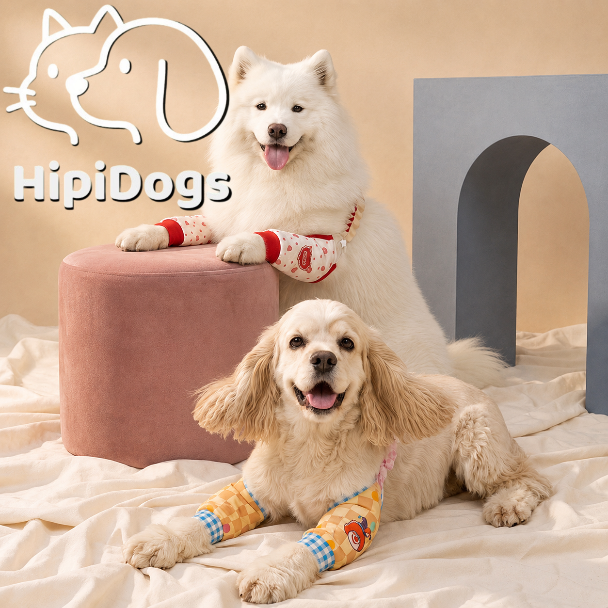 HipiDogs Dog Knee Brace Sleeves | Adjustable Leg Support for Medium & Large Dogs
