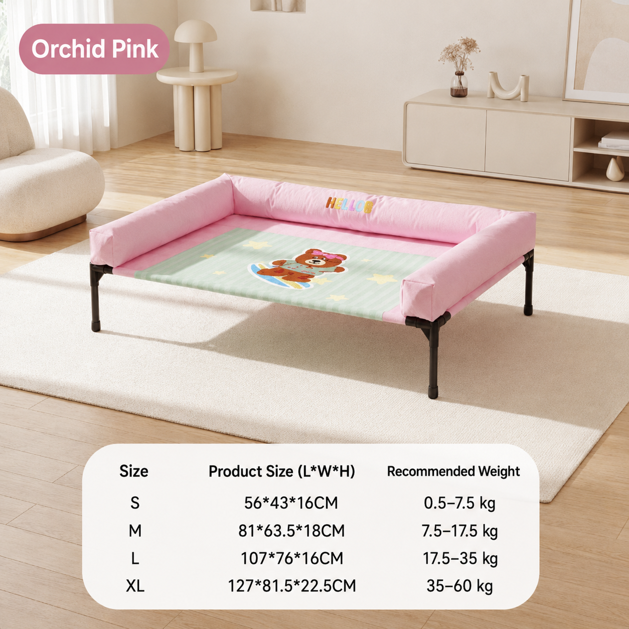 Elevated Dog Bed with Raised Bolsters for Indoor & Outdoor Use