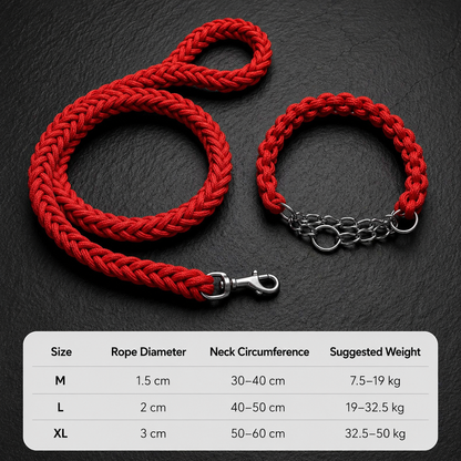 Heavy-Duty Braided Dog Collar & Leash Set for Strong Dogs