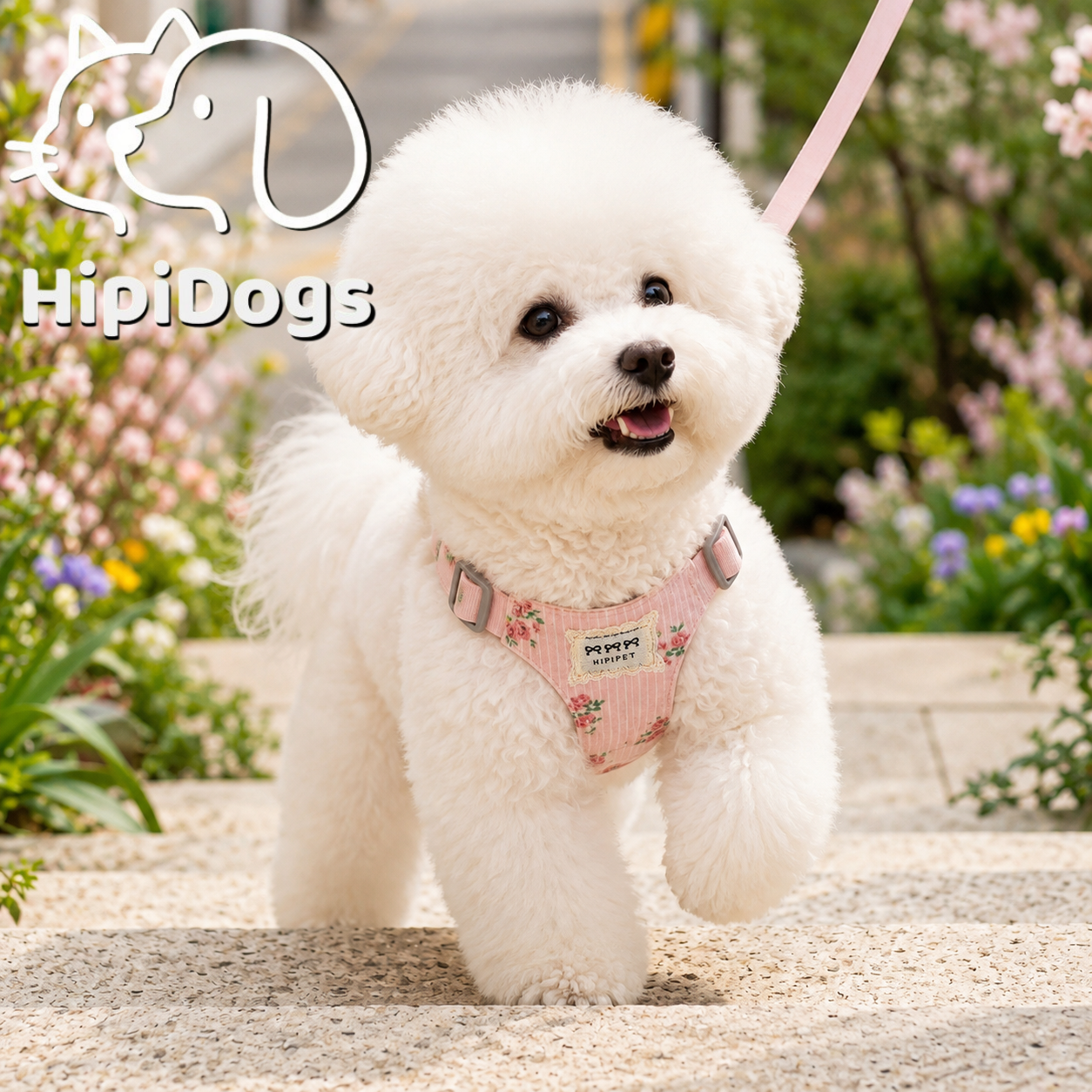 HipiDogs Floral Dog Harness Vest | Soft Adjustable No-Pull Walking Harness
