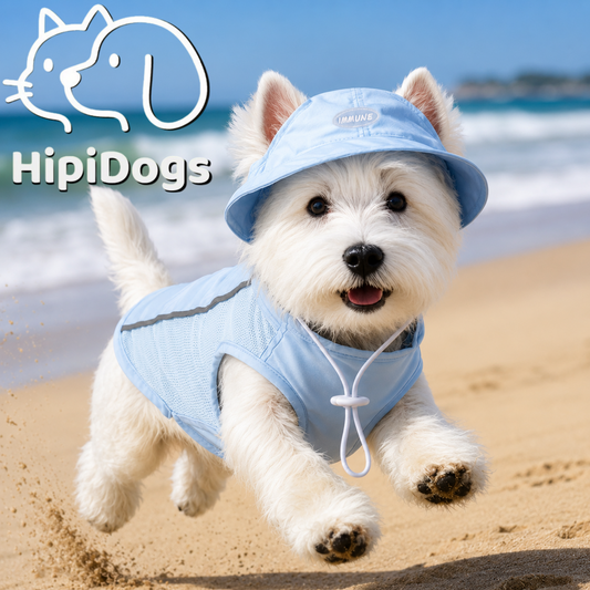 HipiDogs Cooling Mesh Dog Vest & Sun Hat Set | UV Protection Summer Outfit