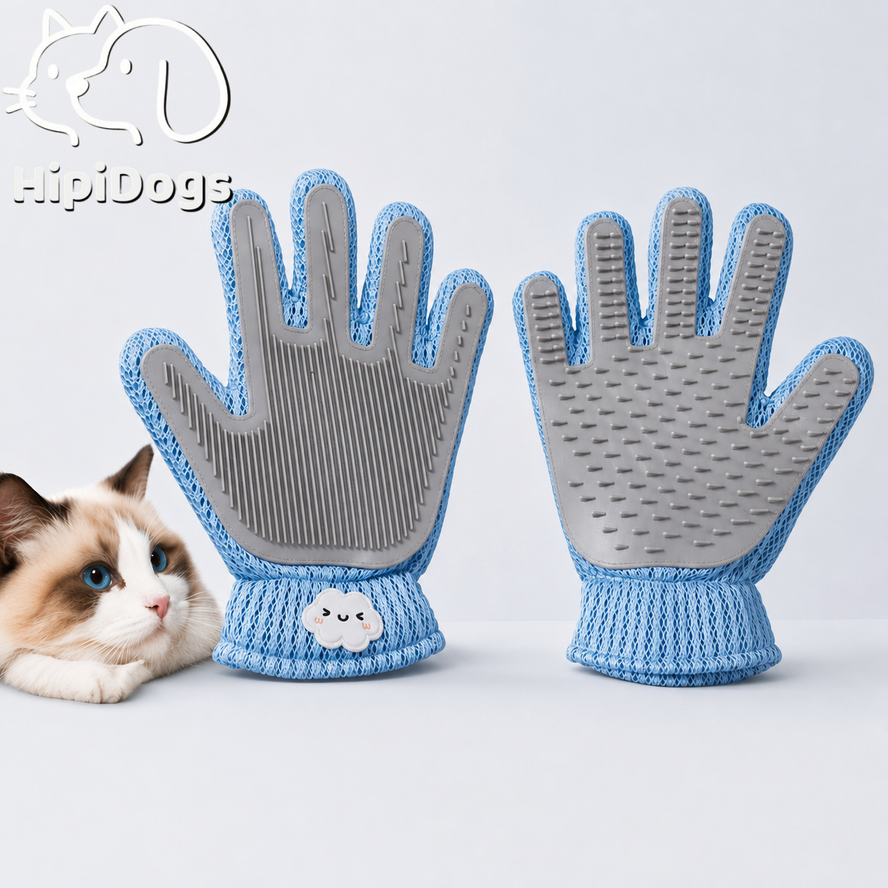 Double-Sided Silicone Pet Grooming Glove for Hair & Lint Removal