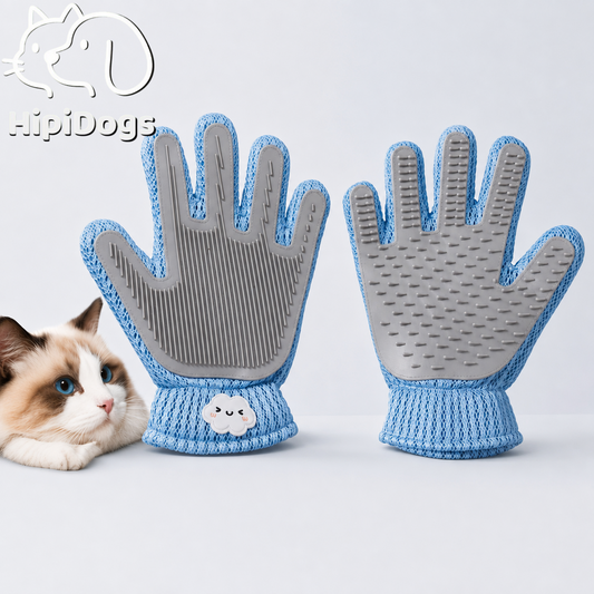 Double-Sided Silicone Pet Grooming Glove for Hair & Lint Removal