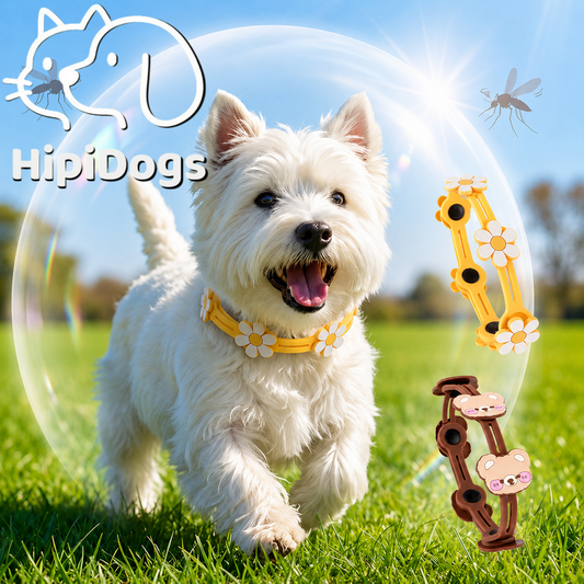 HipiDogs Adjustable Insect-Repellent Dog Collar | Waterproof Flea & Tick Protection Collar