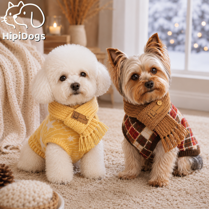 Dog Sweater with Matching Scarf – Cozy Knit Winter Pet Pullover for Small Dogs