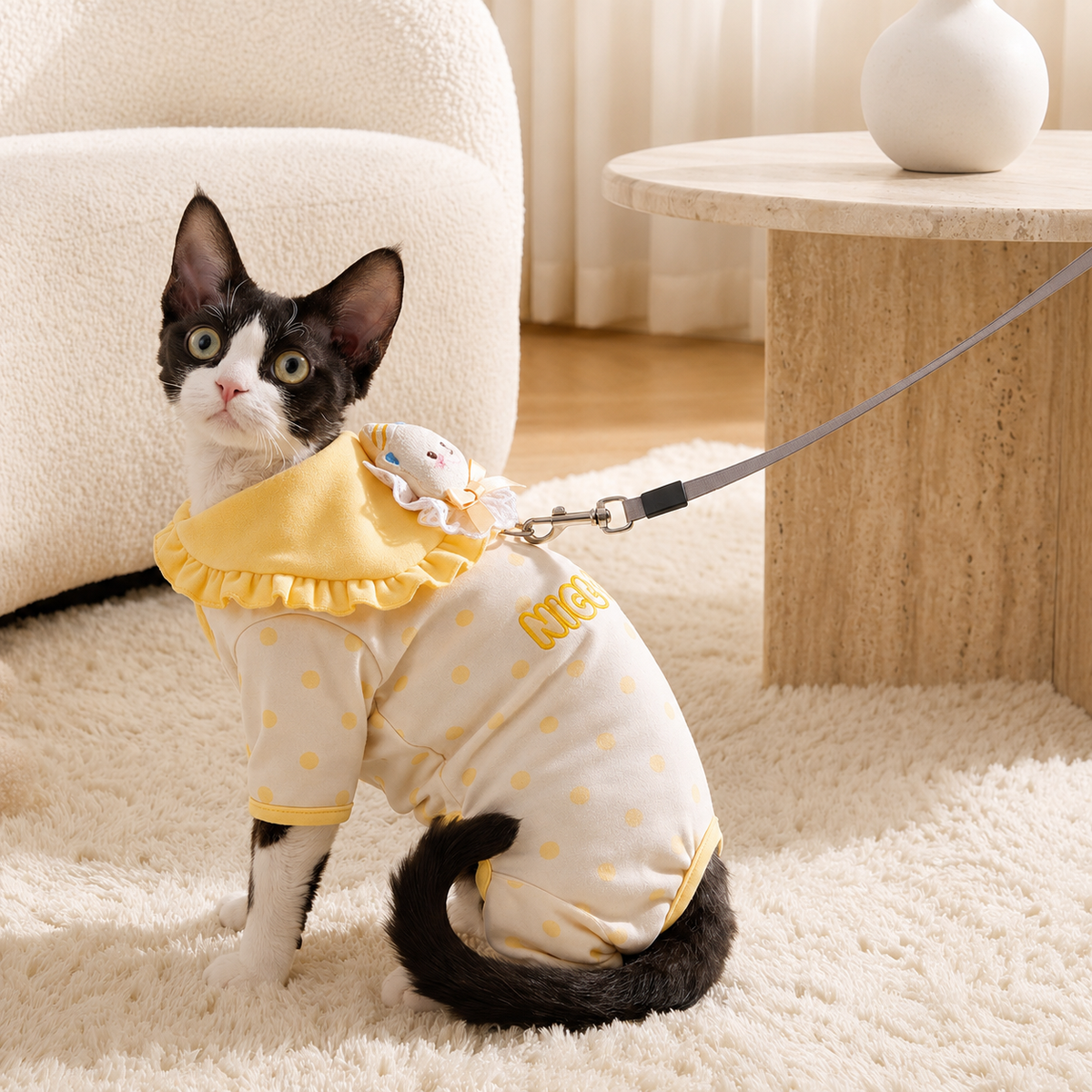 Cute Ruffle Collar Four-Leg Pet Jumpsuit – Bear & Elephant Dog Pajamas