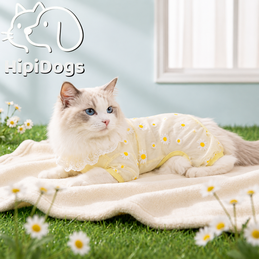 HipiDogs Daisy Anti-Shedding Cat Recovery Suit | Breathable Protective Onesie