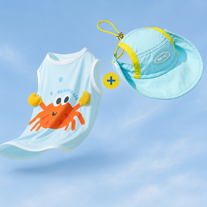 HipiDogs Cooling Dog Shirt | Breathable Summer Pet T-Shirt with Cute Crab Print