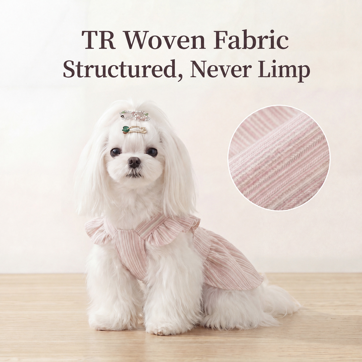 HipiDogs Elegant Harness Dress | Pleated Pet Dress with Matching Leash