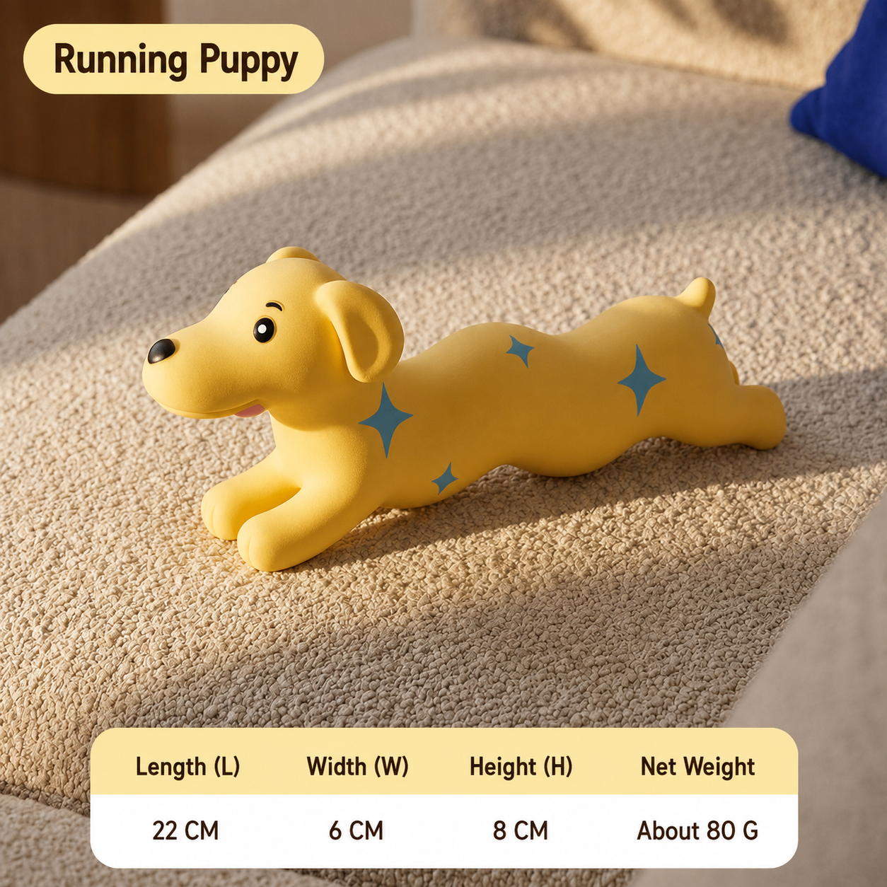 Cute Dog-Shaped Squeaky Toy – Textured Yellow Chew & Interactive Play Toy for Dogs