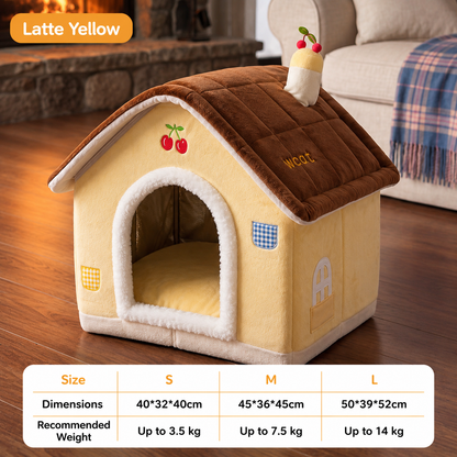 Cozy Indoor Dog House Bed – Plush Insulated Pet Tent with Removable Cushion for Cats & Dogs