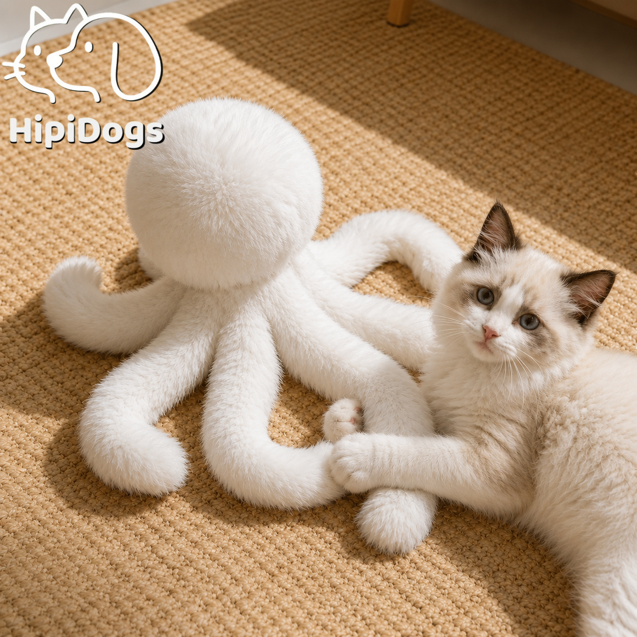 Plush Faux Rabbit Fur Octopus Cat Toy