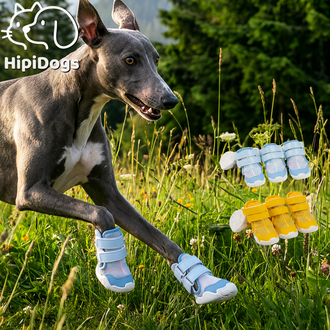 Breathable Dog Shoes with Adjustable Straps – Protective Paw Boots for Outdoor Walking