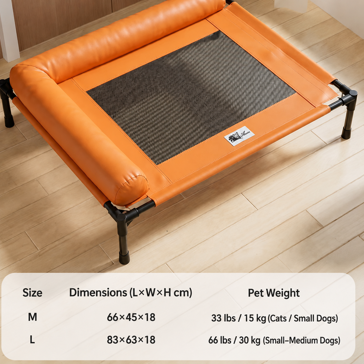 HipiDogs Elevated Cooling Dog Bed with Bolster | Raised Pet Cot