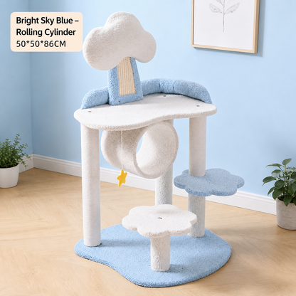 Cloud Climbing Frame Cat Tree – Soft Plush Multi-Level Cat Activity Tower with Scratching Posts & Hanging Toy