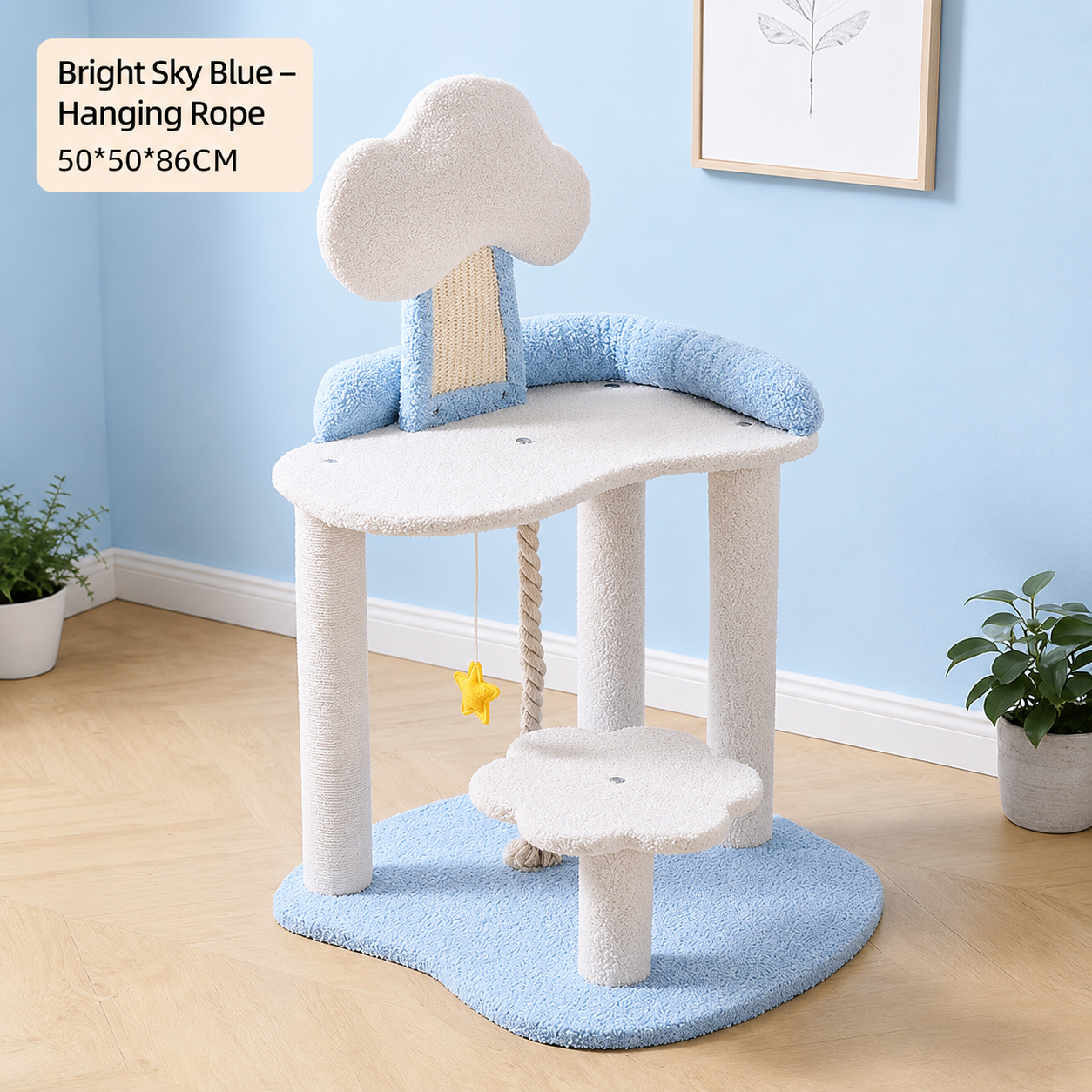 Cloud Climbing Frame Cat Tree – Soft Plush Multi-Level Cat Activity Tower with Scratching Posts & Hanging Toy