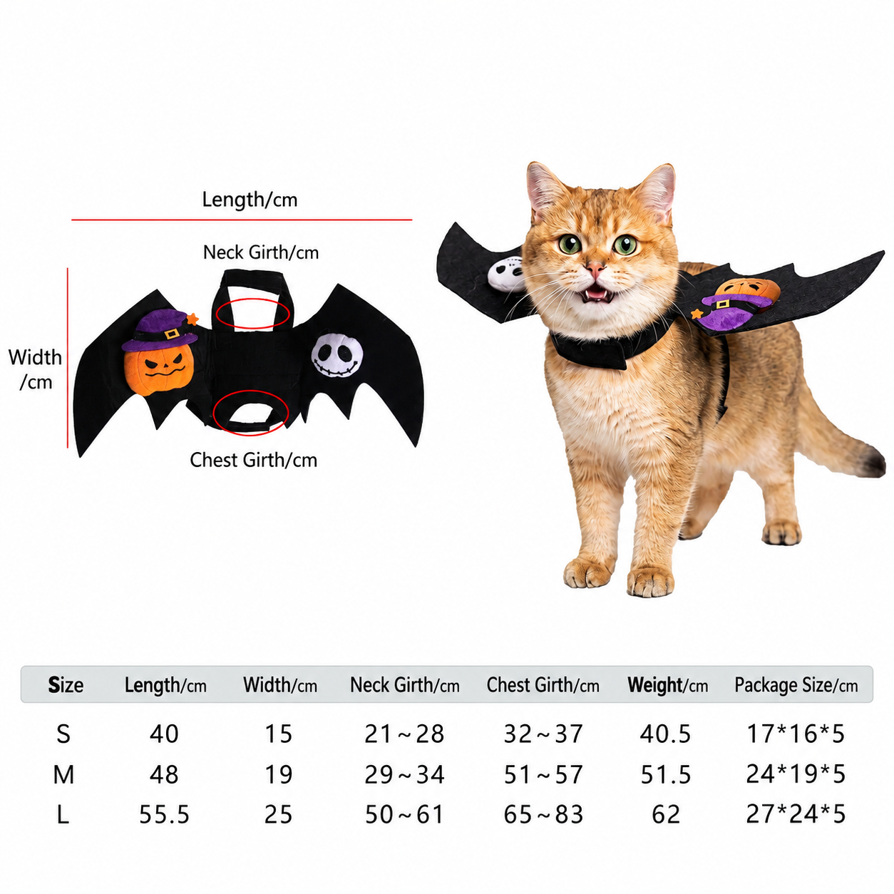 Halloween Bat Wings Pet Costume – Black Pumpkin & Ghost Wings for Dogs and Cats