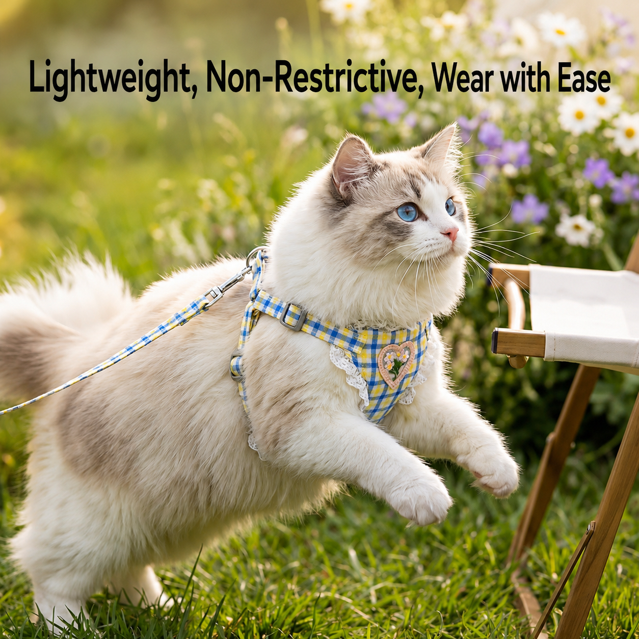 HipiDogs Daisy Plaid Cat Harness & Leash Set