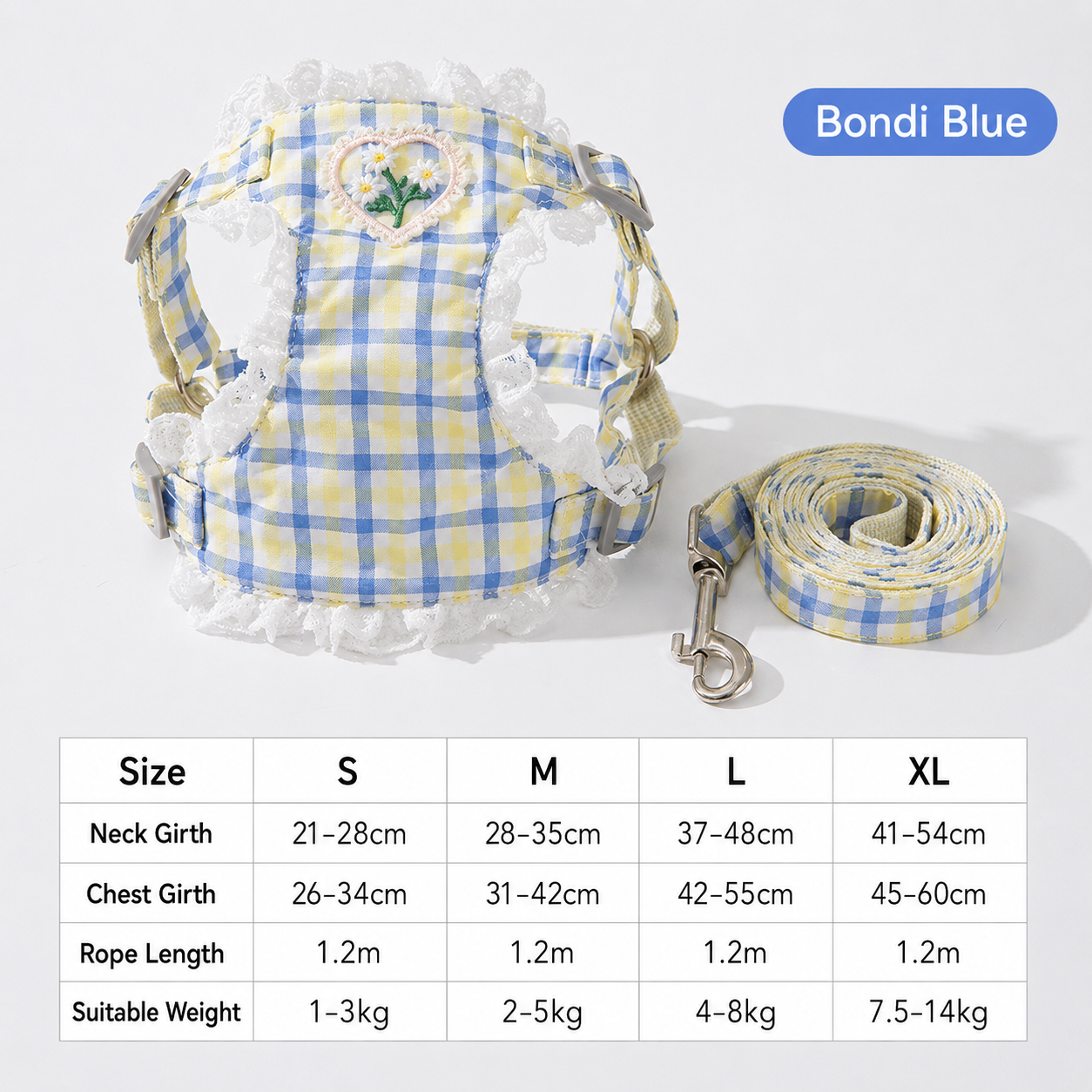 HipiDogs Daisy Plaid Cat Harness & Leash Set