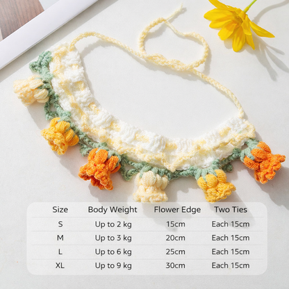 Handmade Flower Cat Collar | Cute Knitted Pet Collar for Cats & Small Dogs | Boho Crochet Pet Necklace | HipiDogs
