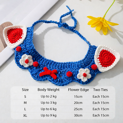 Handmade Flower Cat Collar | Cute Knitted Pet Collar for Cats & Small Dogs | Boho Crochet Pet Necklace | HipiDogs