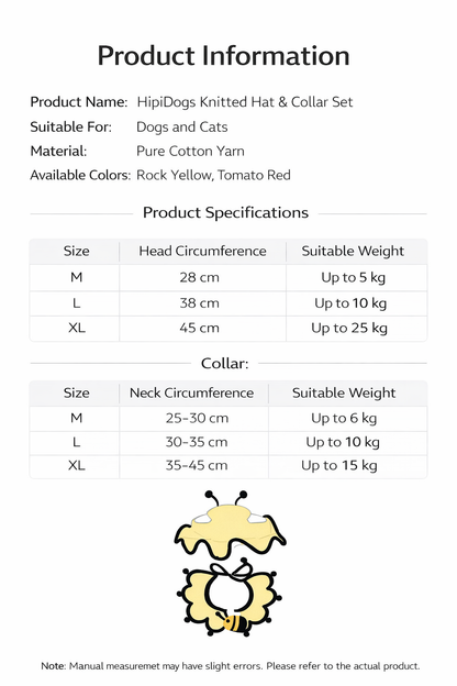 Cute Bee Dog Costume Set | Funny Bumblebee Pet Hat & Collar Outfit for Small Dogs | HipiDogs Pet Halloween Costume