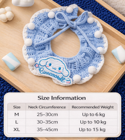 Cat Collar | Cute Knitted Pet Collar for Cats & Small Dogs | Sanrio Style Pet Costume | HipiDogs