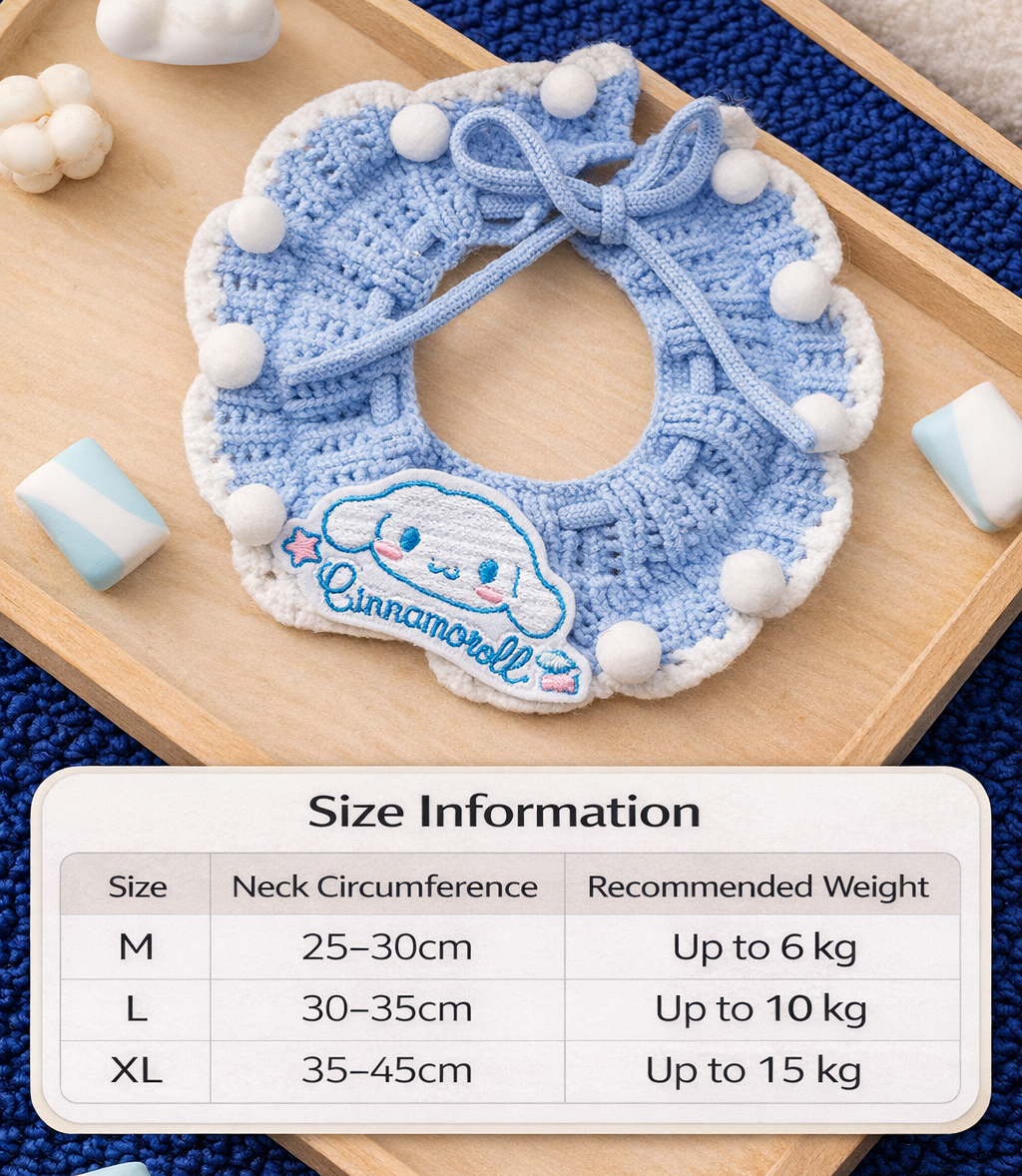 Cute Cartoon Pet Collar Bib | Soft Knitted Dog & Cat Collar Scarf | Adjustable Puppy Neck Collar Accessory | HipiDogs