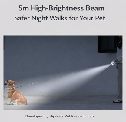 LED Retractable Dog Leash | USB Rechargeable Pet Leash with RGB Light Ring | Automatic Extendable Leash for Small & Medium Dogs | HipiDogs