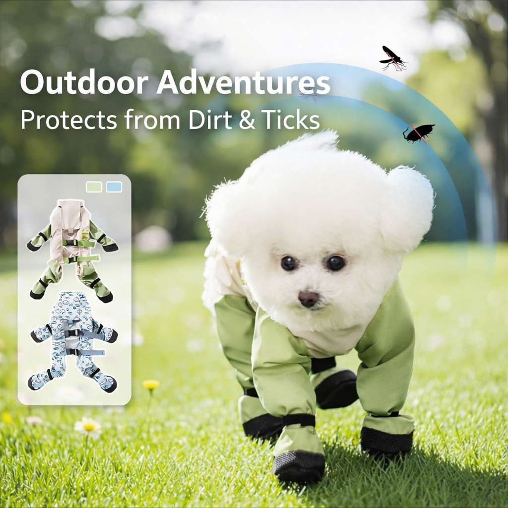 Waterproof Dog Raincoat with Boots | Full Body Pet Rain Suit with Leash Harness | Outdoor Rain Jacket for Small Dogs | HipiDogs