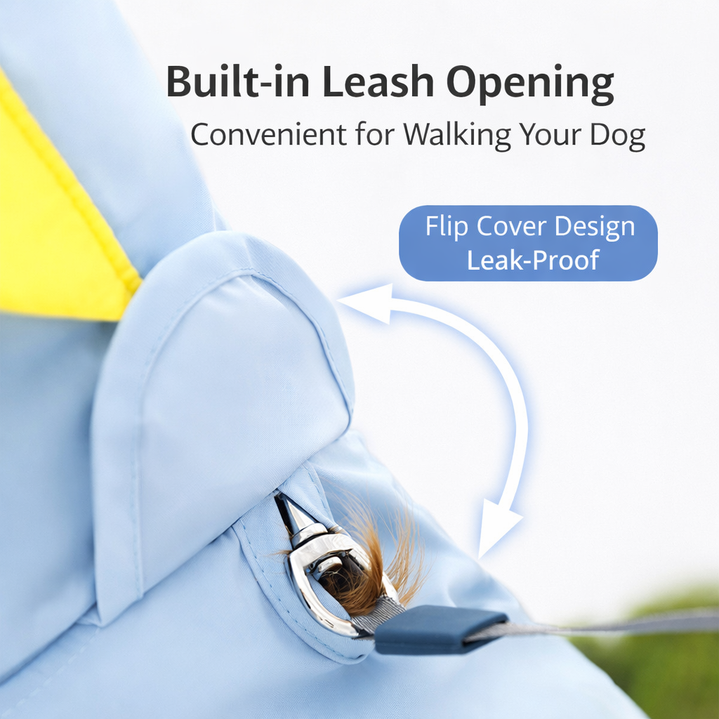 Dinosaur Waterproof Dog Raincoat | Full Body Pet Rain Suit with Transparent Hood | Reflective Dog Rain Jacket for Medium & Large Dogs | HipiDogs