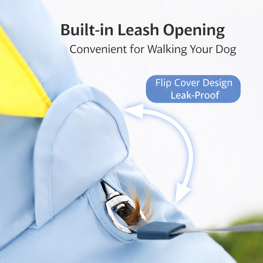 Dinosaur Waterproof Dog Raincoat | Full Body Pet Rain Suit with Transparent Hood | Reflective Dog Rain Jacket for Medium & Large Dogs | HipiDogs