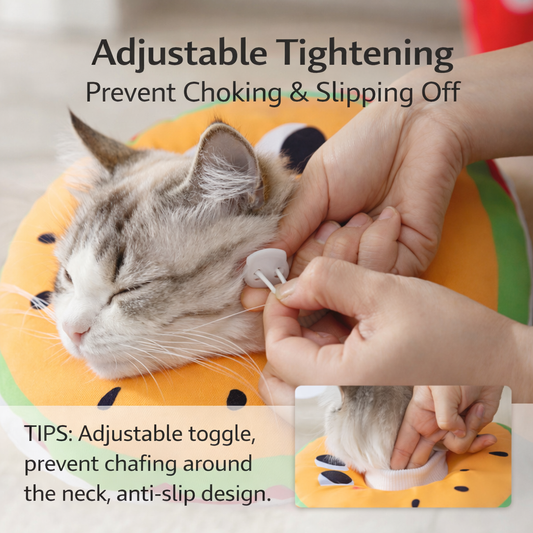 Hamburger Pet Recovery Collar | Soft Donut Cat & Dog Recovery Cone | Cute Protective Healing Collar Pillow | HipiDogs
