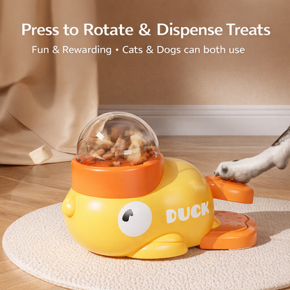 Interactive Treat Dispensing Toy for Cats & Dogs | Duck Pet Puzzle Feeder Slow Food Toy for Indoor Pets | HipiDogs