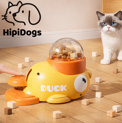 Interactive Treat Dispensing Toy for Cats & Dogs | Duck Pet Puzzle Feeder Slow Food Toy for Indoor Pets | HipiDogs