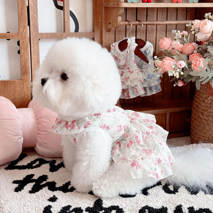 HipiDogs Blue Floral Tiered Dog Dress
