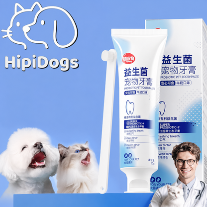 Healthy Teeth Start with Daily Care

Keep your pet's teeth clean and breath fresh with the HipiDogs Probiotic Pet Toothpaste Kit. Specially formulated for both dogs and cats, this gentle toothpaste helps reduce plaque buildup, freshen breath, and support healthy gums without harsh ingredients.

Paired with an easy-to-use toothbrush, the kit makes daily dental care simple and stress-free for pets of all sizes.