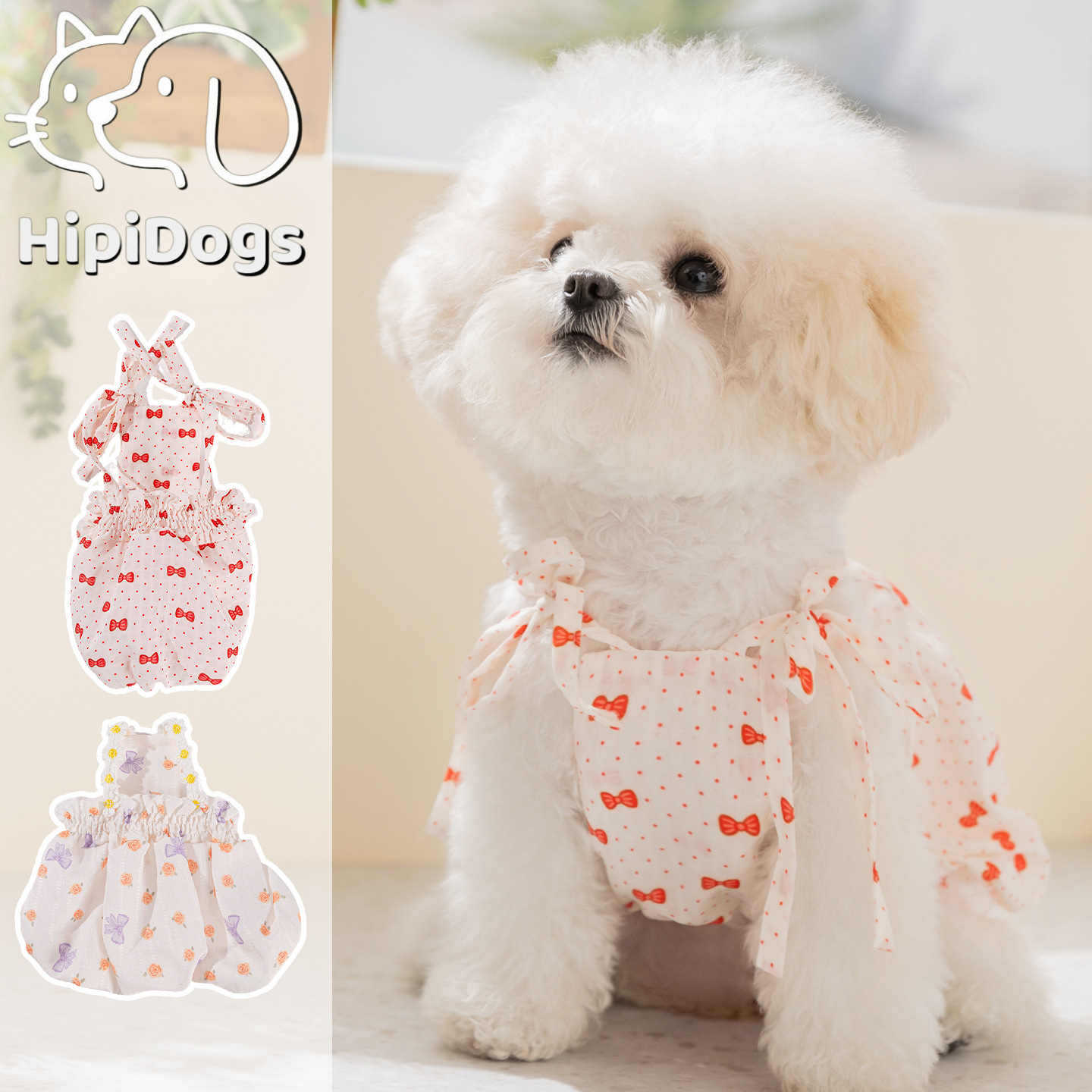 HipiDogs Sweet Bow Bubble Dress for Dogs & Cats