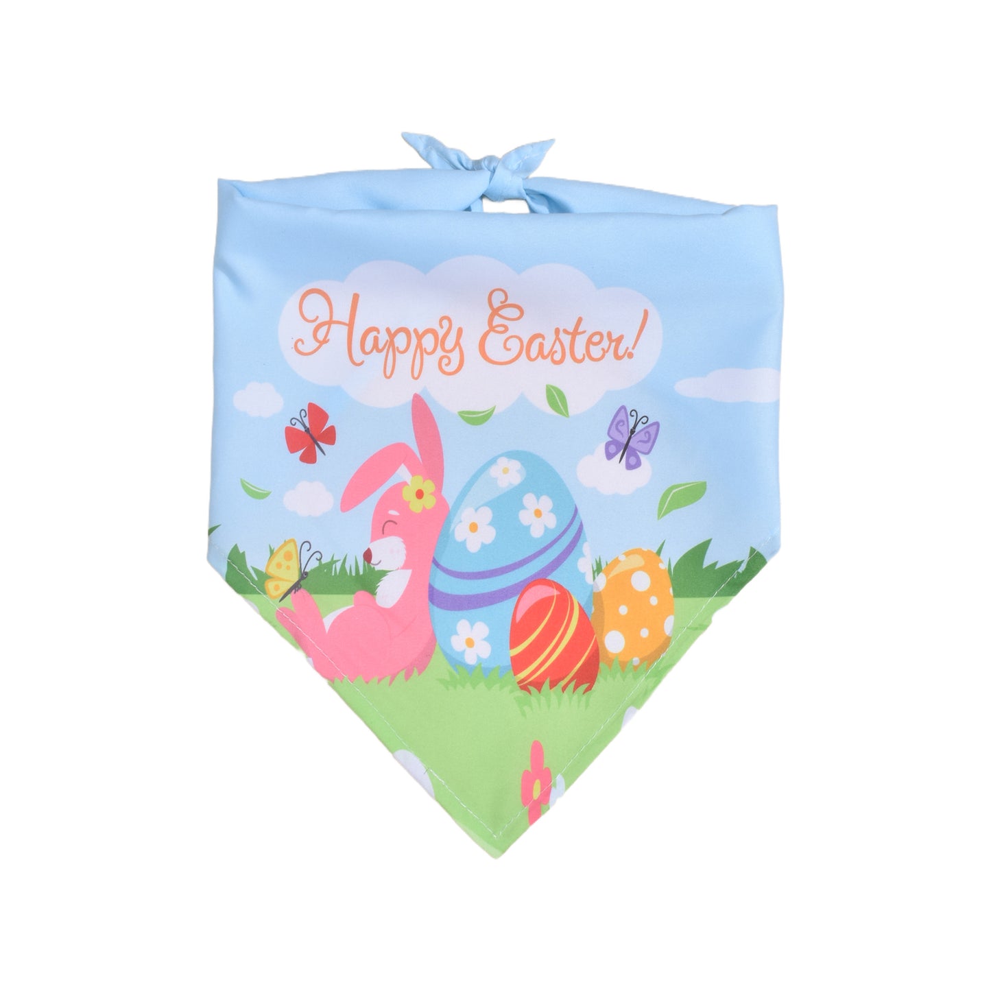 Easter Dog Bandana | Happy Easter Pet Bandana Scarf | Cute Bunny & Egg Print Dog Neck Scarf | Adjustable Pet Bandana for Small Medium Large Dogs