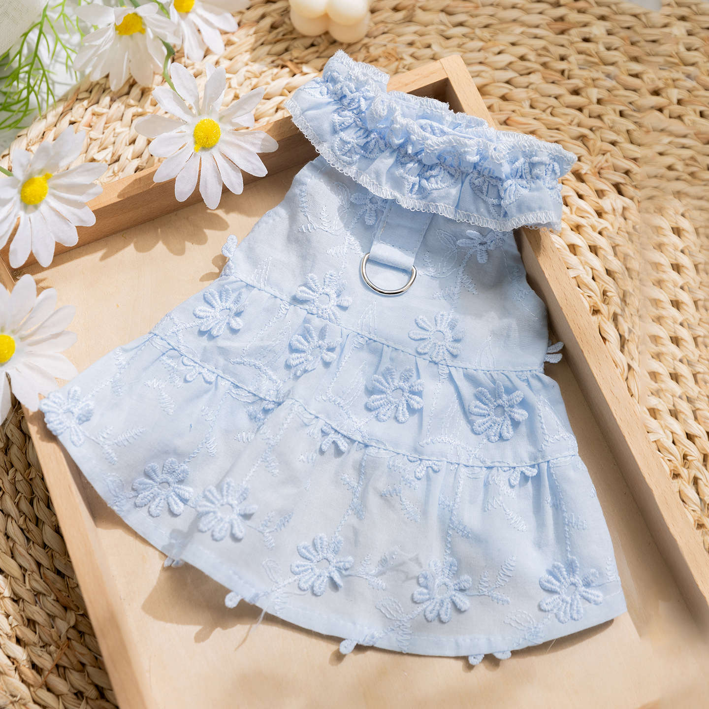Floral Dog Harness Dress – Lightweight Ruffle Summer Fit