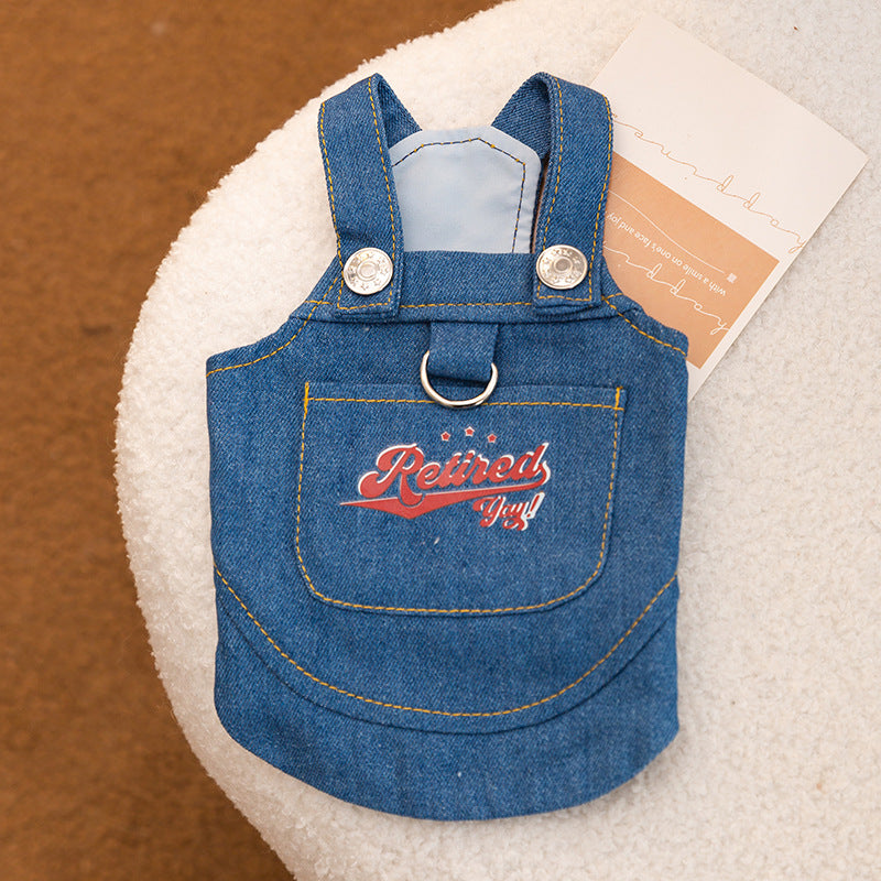 Denim Cat Harness Vest – Adjustable Cat Walking Harness with Leash Ring for Indoor & Outdoor Cats
