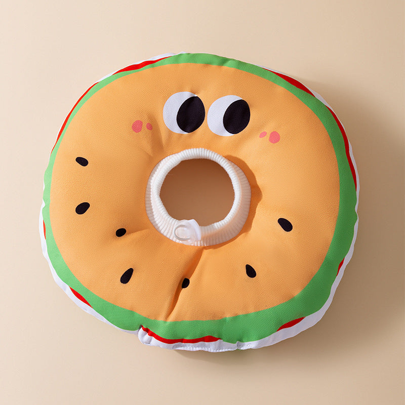 Hamburger Pet Recovery Collar | Soft Donut Cat & Dog Recovery Cone | Cute Protective Healing Collar Pillow | HipiDogs