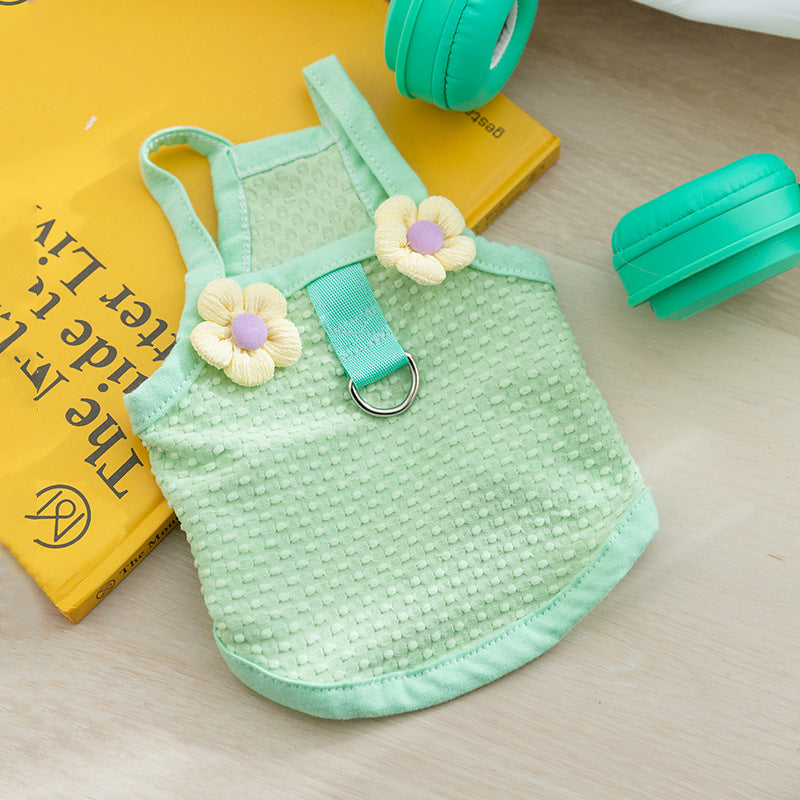 Cute Flower Dog Harness Vest | Breathable Mesh Pet Harness with Leash Ring for Small Dogs & Cats | HipiDogs