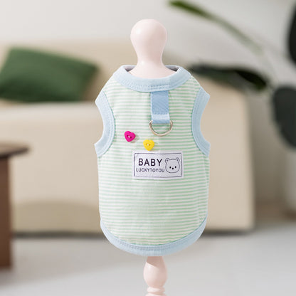 Cute Striped Dog Harness Vest – Breathable Fit with D-Ring