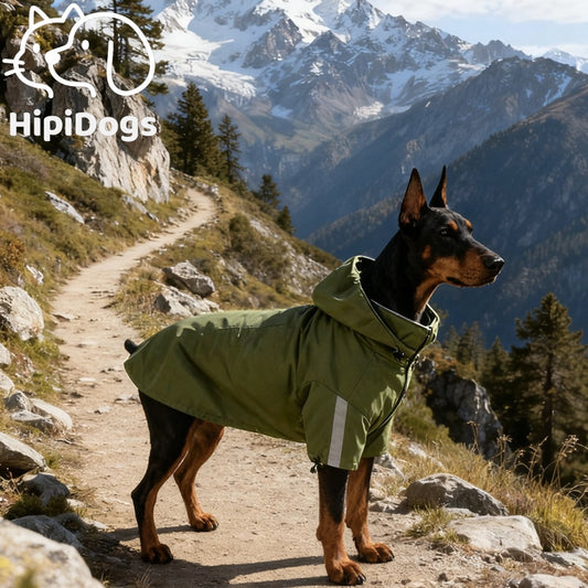 Waterproof Dog Jacket with Hood – Reflective Outdoor Dog Coat for Medium & Large Dogs Hiking Raincoat
